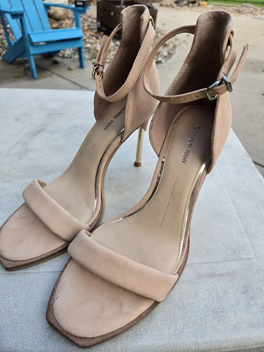 Gianni Bini Heels Blush Nude Ankle-Strap Stiletto Sandals Size 8.5